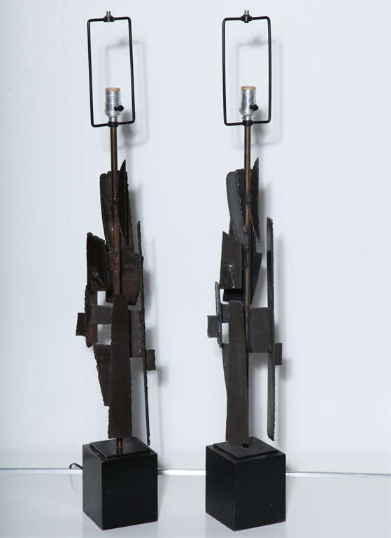 Pair of Brutalist Laurel Table Lamps