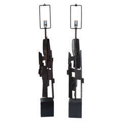 Pair of Brutalist Laurel Table Lamps