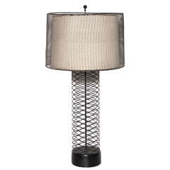 Tall Open Wire Table Lamp with Wire Over Shade