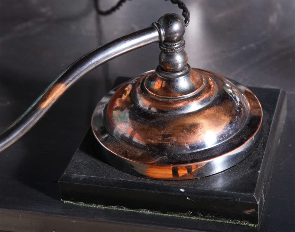 Brass Faries Lamp Co. Copper Japan Finish & Black Slate Shelf Lamp, 1900's