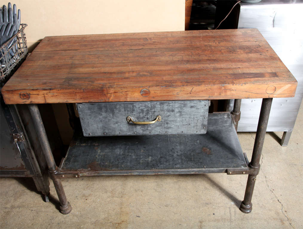 Restored 1920's Industrial Work Station with 3 