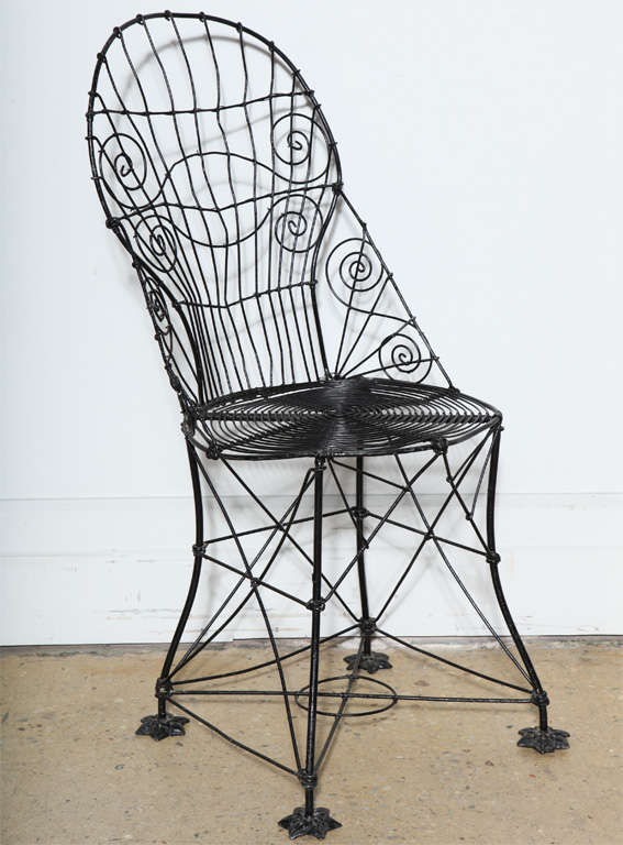 set of 4 French Victorian Wire Chairs For Sale at 1stDibs