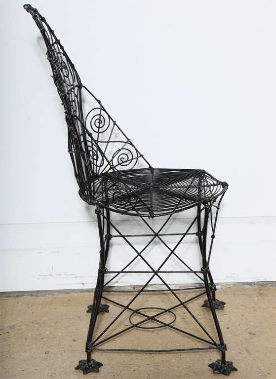 set of 4 French Victorian Wire Chairs For Sale at 1stDibs