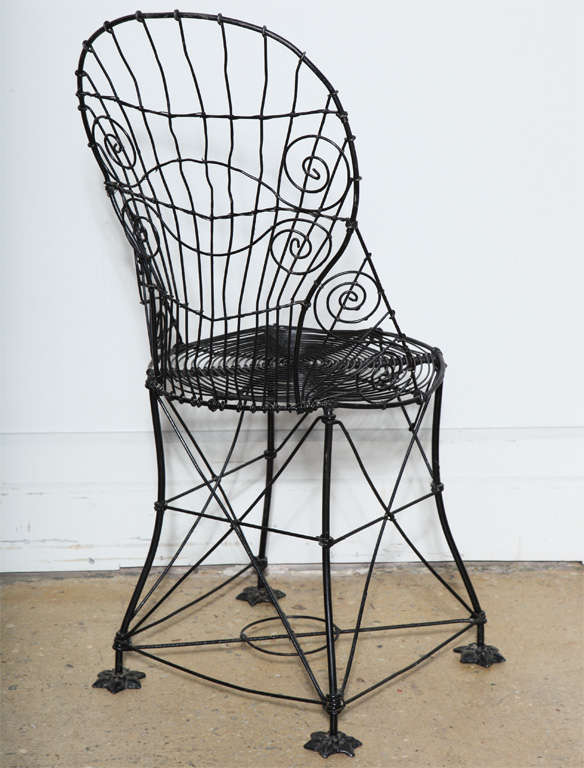 set of 4 French Victorian Wire Chairs For Sale at 1stDibs