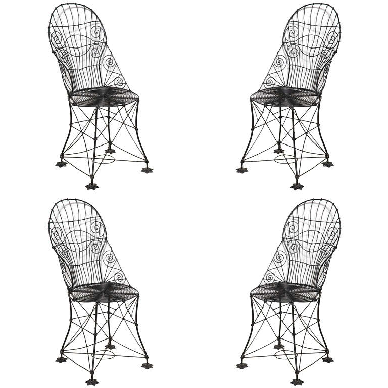 set of 4 French Victorian Wire Chairs For Sale at 1stDibs