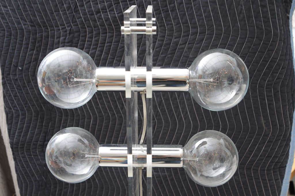 Chrome Lucite Standing Lamp, Attributed to Charles Hollis Jones For Sale