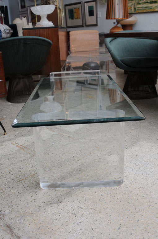 American Charles Hollis Jones Lucite and Glass Low Table