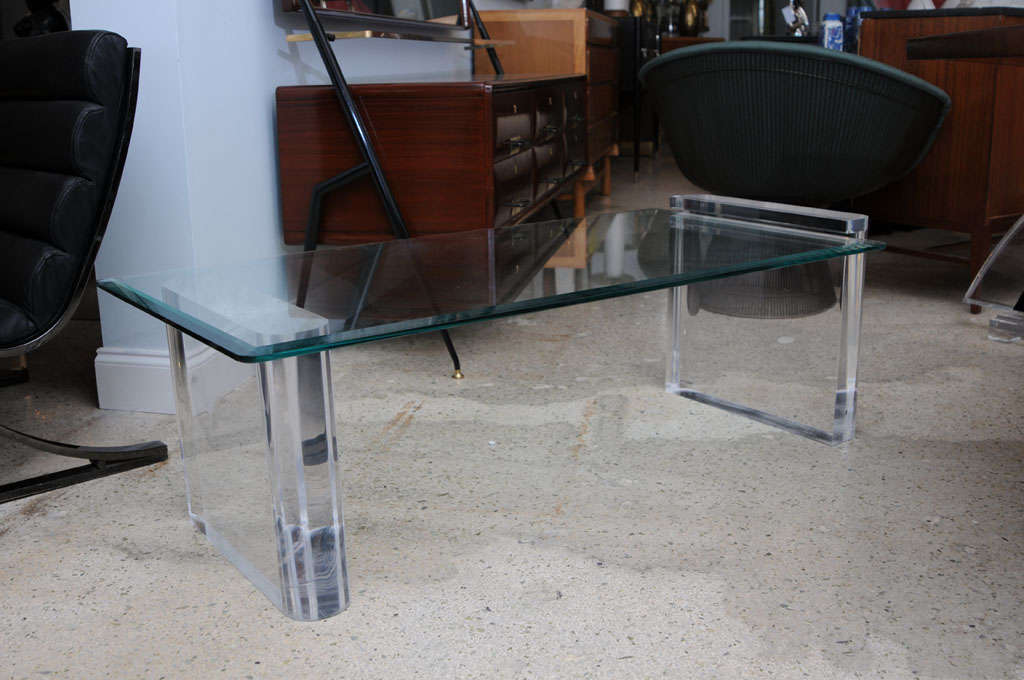 Charles Hollis Jones Lucite and Glass Low Table 1