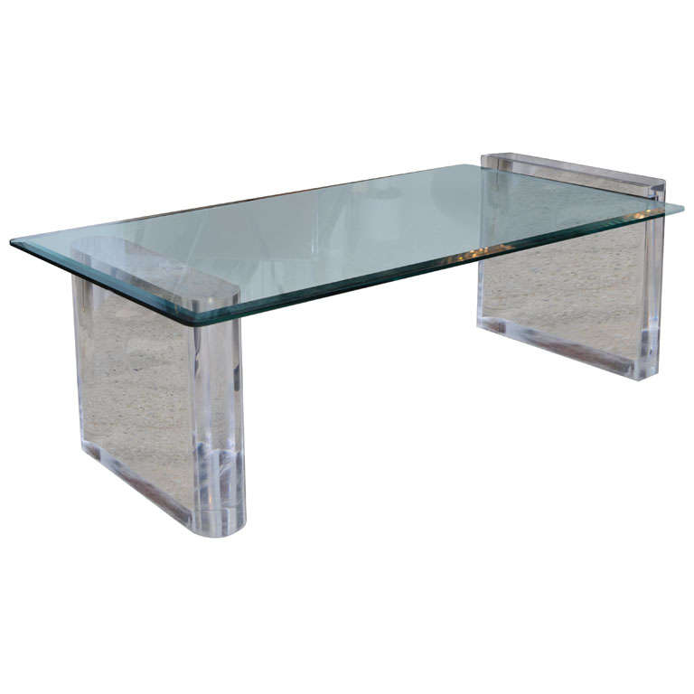 Charles Hollis Jones Lucite and Glass Low Table