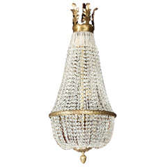 Vintage French bronze, gilded metal and crystal chandelier, c. 1930