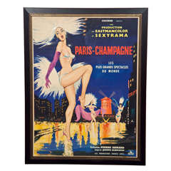 French Retro movie poster "Paris-Champagne, " c. 1960