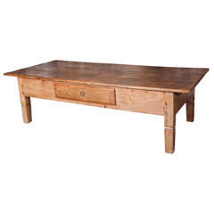 Antique Portuguese colonial farm table, c. 1860, now a coffee table