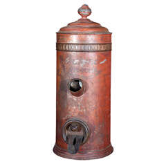 Used Austrian Red Tole Coffee/Chocolate Dispenser, c. 1890-1900