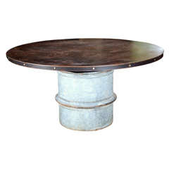 Industrial style zinc and steel round table