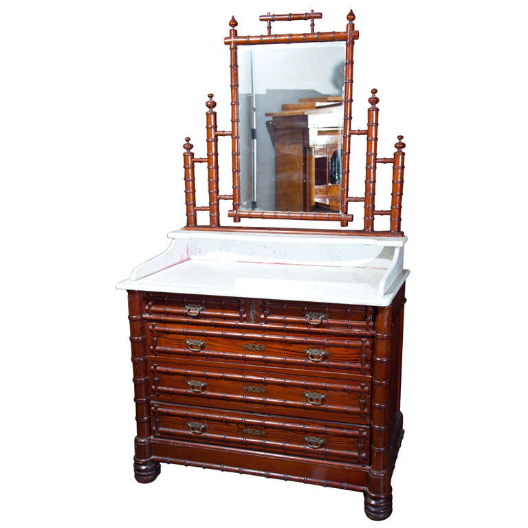 French Faux Bamboo Vanity, c. 1880