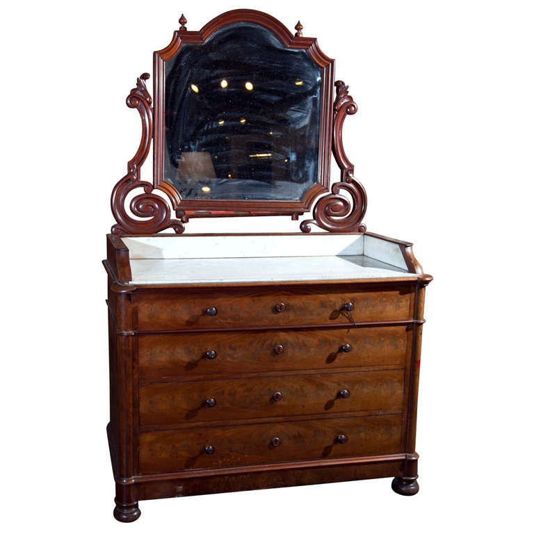 French mahogany dressing vanity with mirror, c. 1880 For Sale