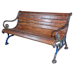 Cast iron and teak garden bench, c. 1900