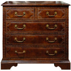 20thc Leather Covered Chest With Nailhead Trim