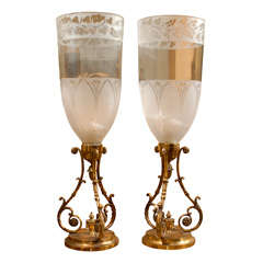 Early 20thc Pair Of Regency Style Gilt Bronze Photophores