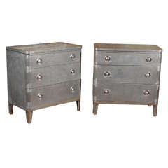 Antique Pair Stainless Steel Chests