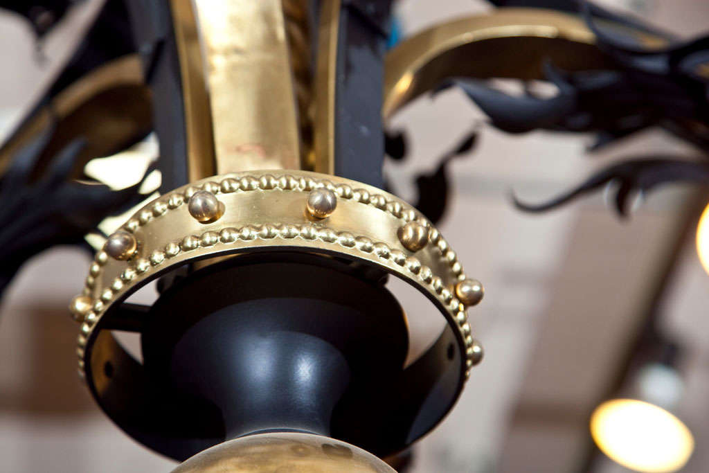 Antique Iron and Bronze Gold Gilded Horse Head Chandelier For Sale at