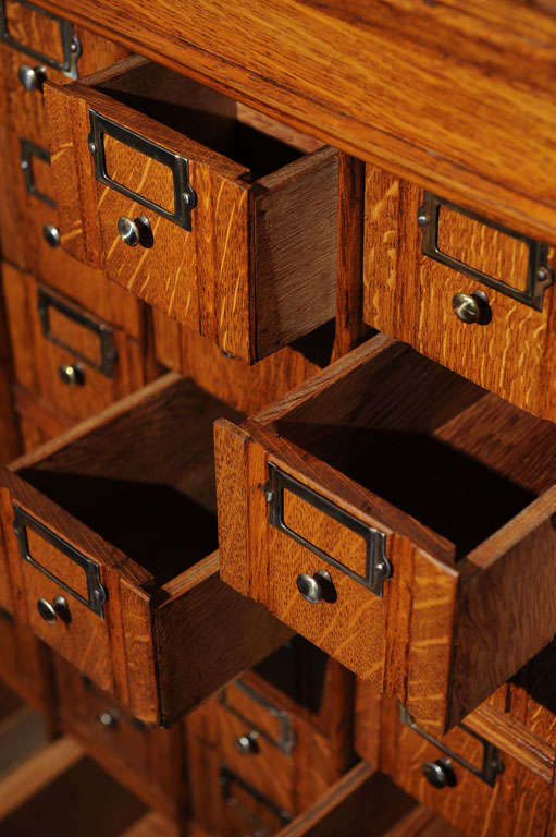 19th Century Unusual Multi Drawer Oak File Cabinet