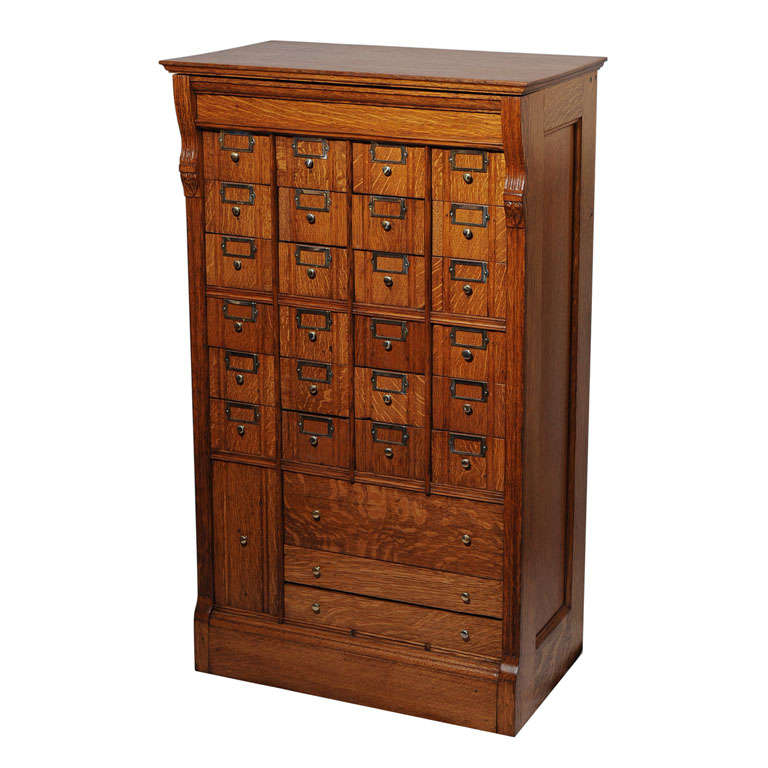 Unusual Multi Drawer Oak File Cabinet