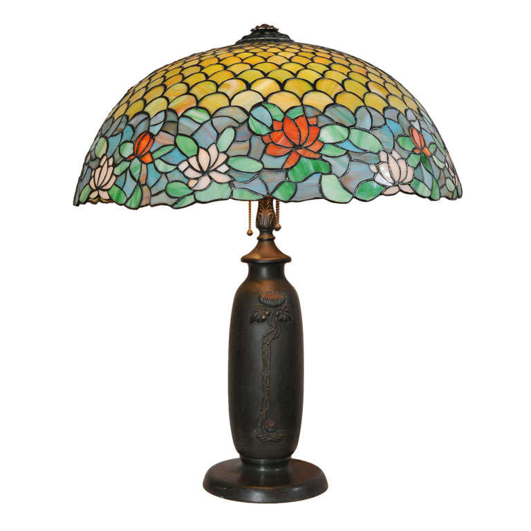 Antique Leaded Glass Table Lamp at 1stDibs