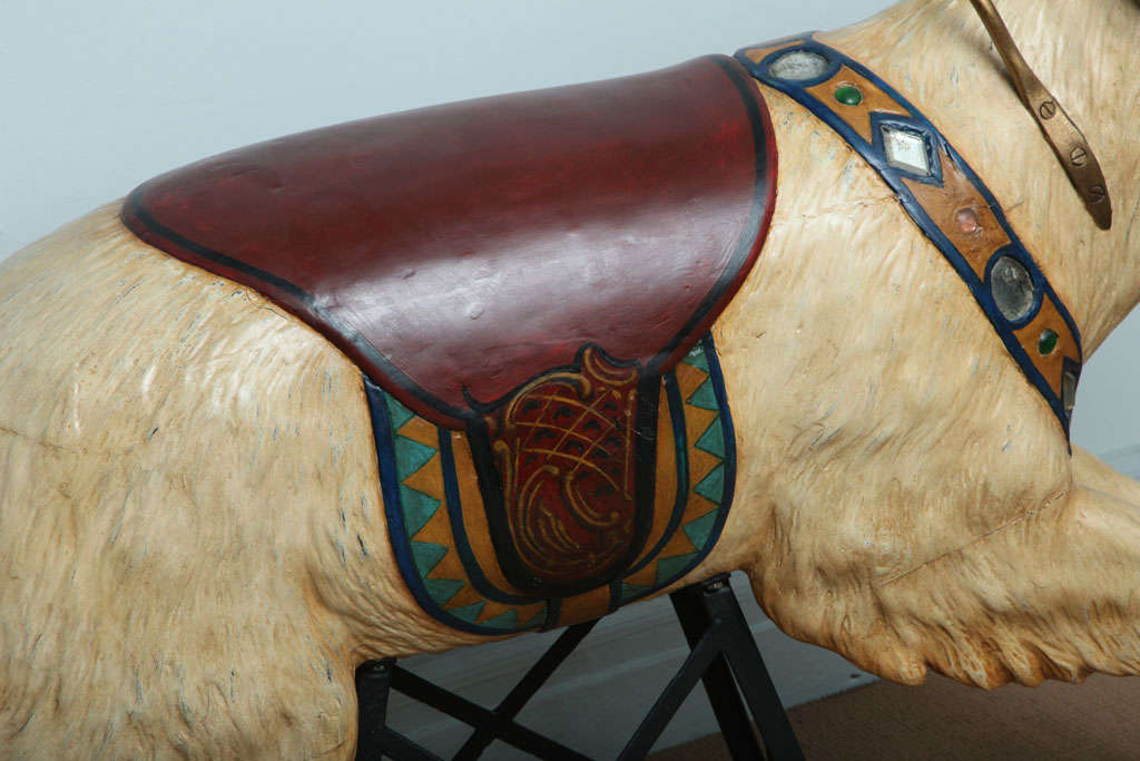 Folk Art Very Rare Carved Carousel Polar Bear