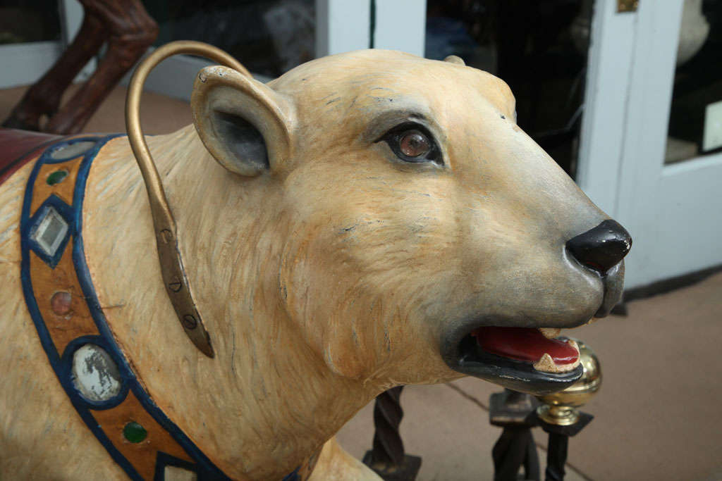 Very Rare Carved Carousel Polar Bear In Excellent Condition In Greenwich, CT