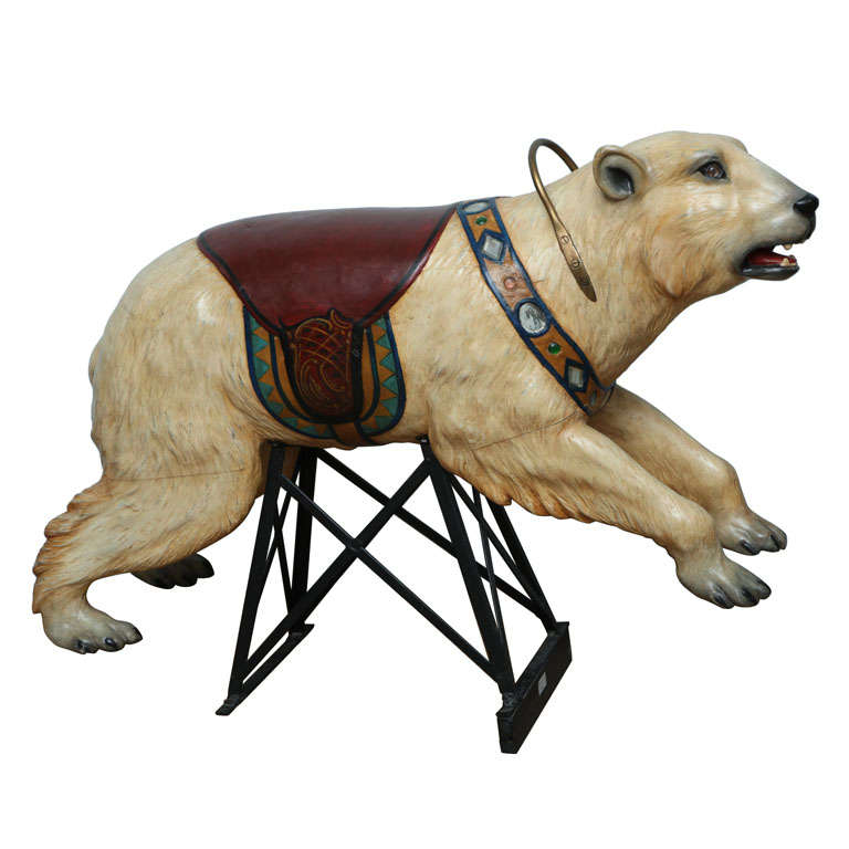 Very Rare Carved Carousel Polar Bear