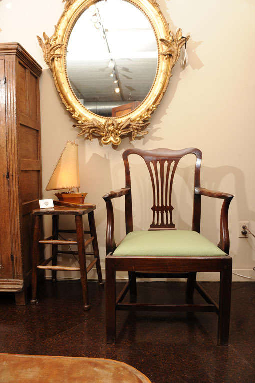 18th Century and Earlier Georgian Mahogany Armchair with drop seat For Sale