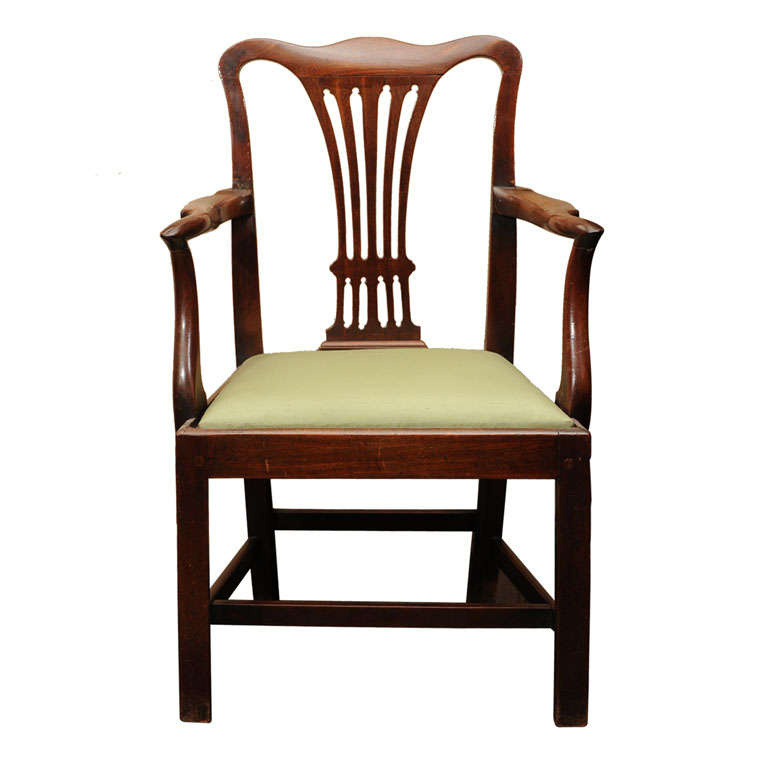 Georgian Mahogany Armchair with drop seat For Sale