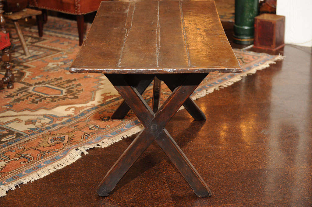 Oak Tavern Table with X-Frame Base For Sale 1