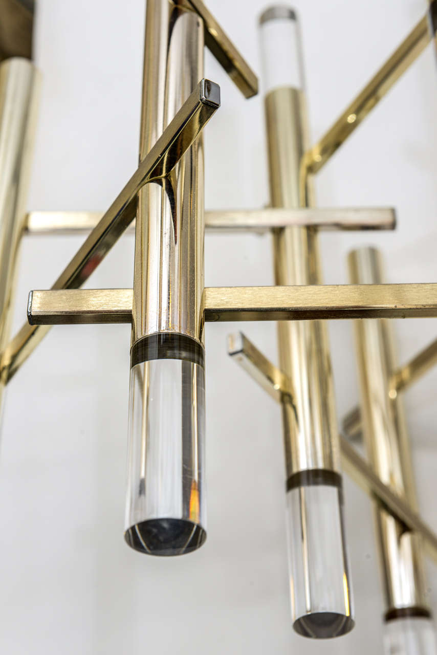 Gaetano Sciolari 9 Lites Chrome & Lucite Chandelier 1