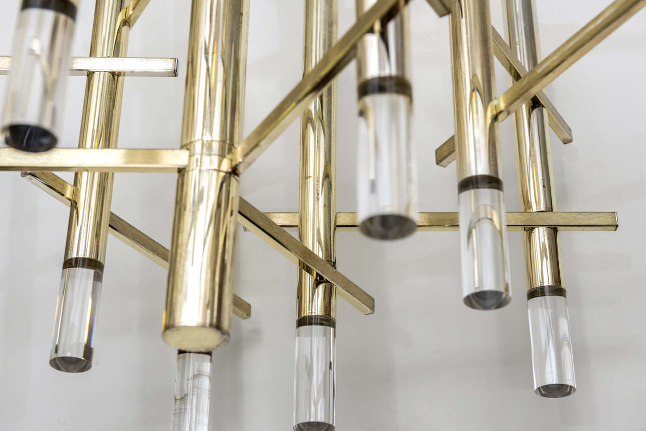 Gaetano Sciolari 9 Lites Chrome & Lucite Chandelier 3