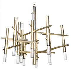 Gaetano Sciolari 9 Lites Chrome & Lucite Chandelier