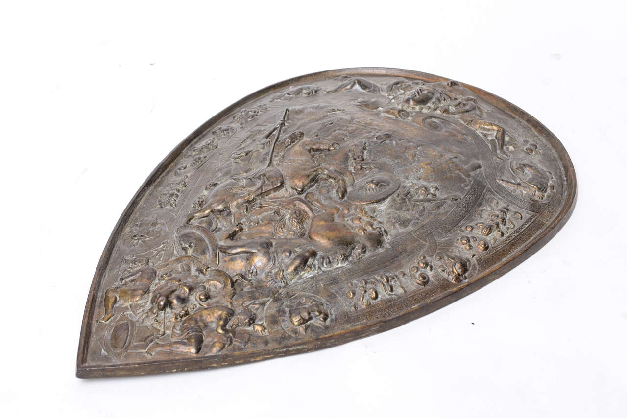 19th Century Antique Bronze Shield In Excellent Condition In West Palm Beach, FL