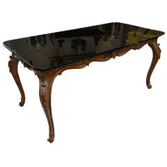 Louis XV Style Table with Smoked Glass Top