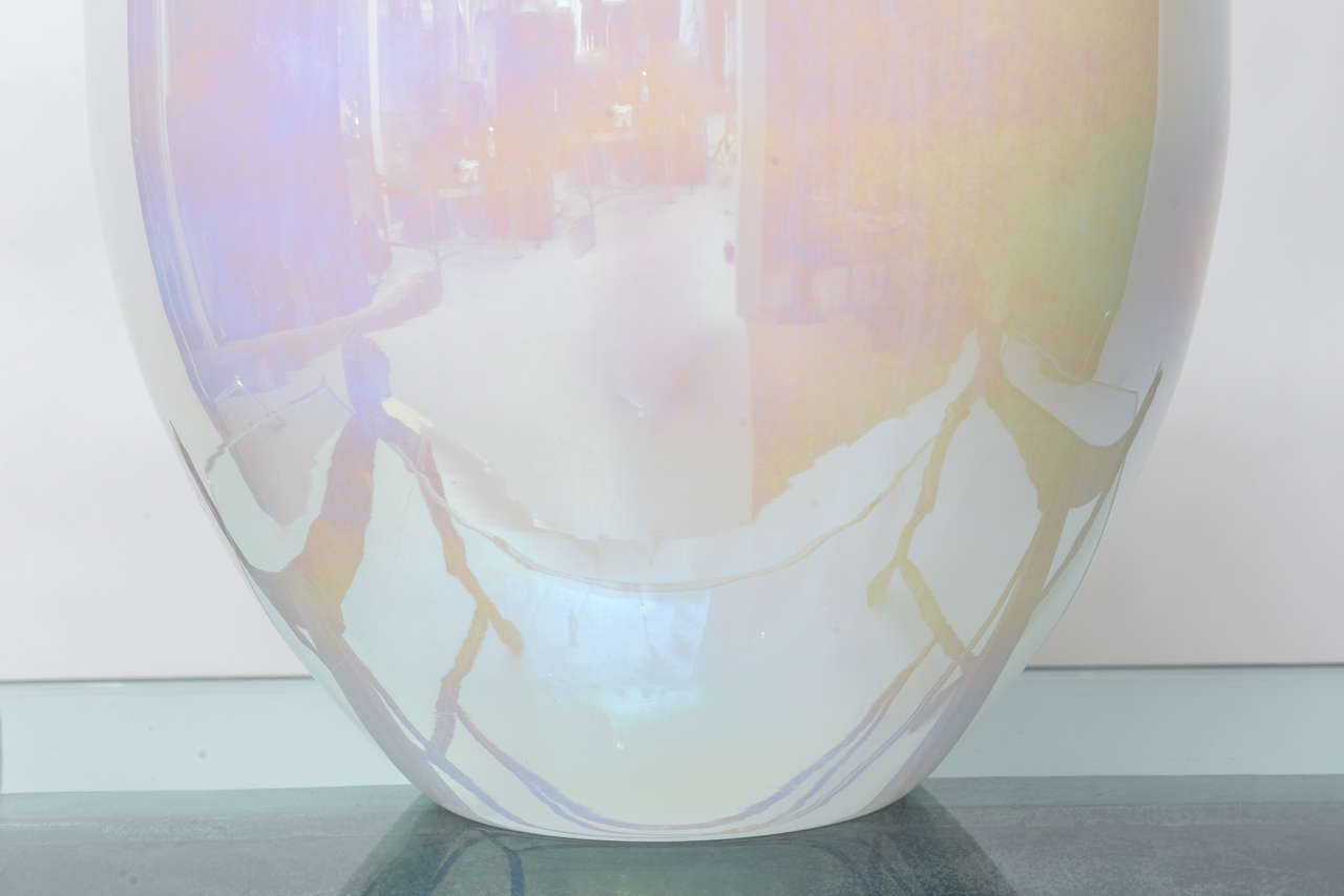 Neoclassical Large Iridescent Pearl Vase