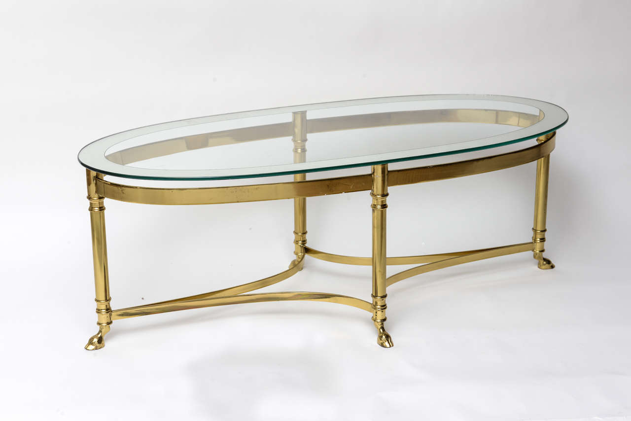 brass coffee table with glass top