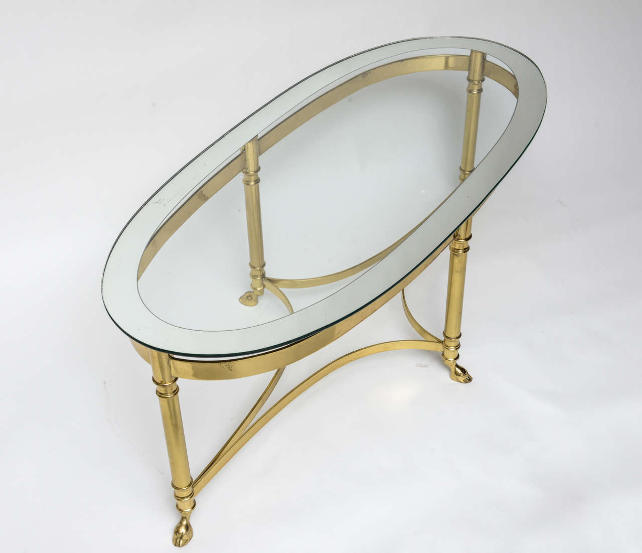 glass top brass coffee table