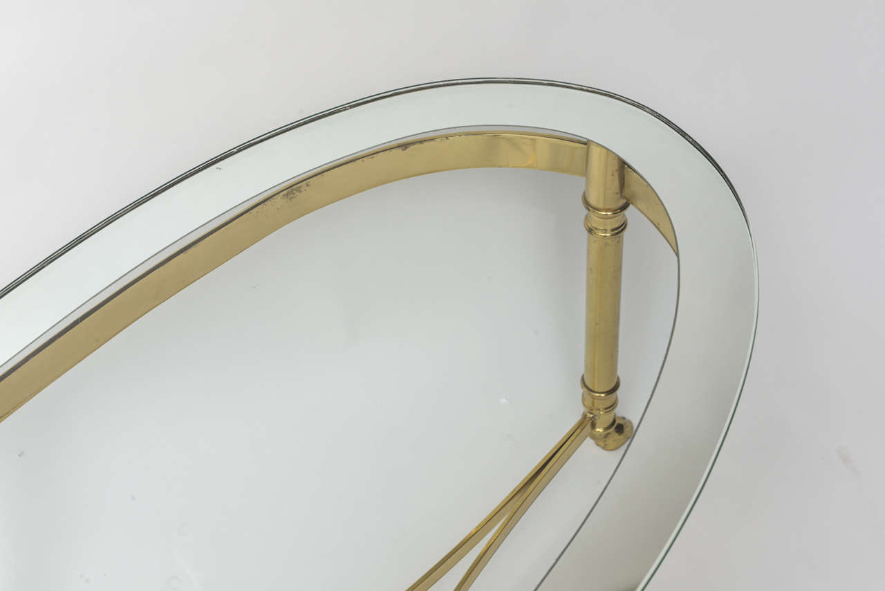 oval brass and glass coffee table