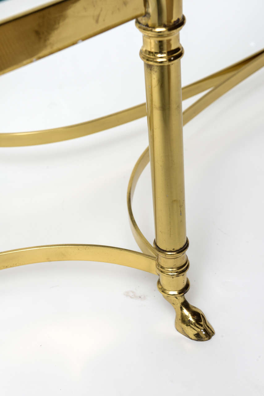 Unknown Oval Brass Coffee Table with Mirrored Rim Glass Top