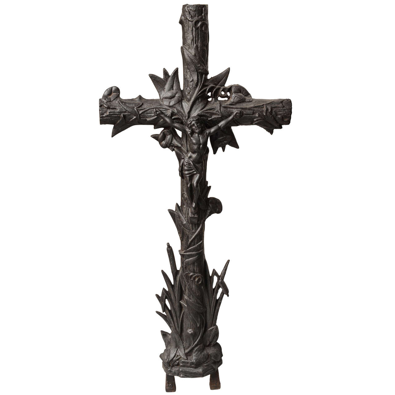 Tall 19th Century Cast Iron French Crucifix