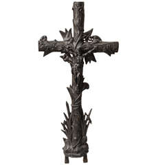 Antique Tall 19th Century Cast Iron French Crucifix