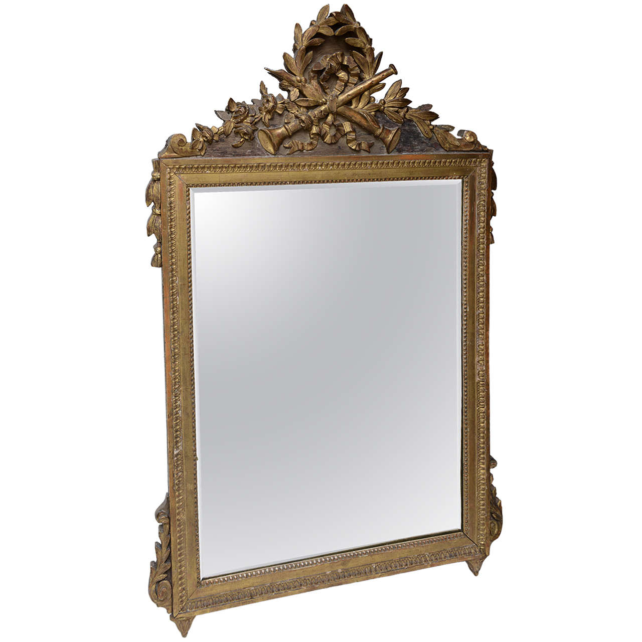 Neoklassischer Spiegel aus vergoldetem Holz, Louis XVI.-Stil