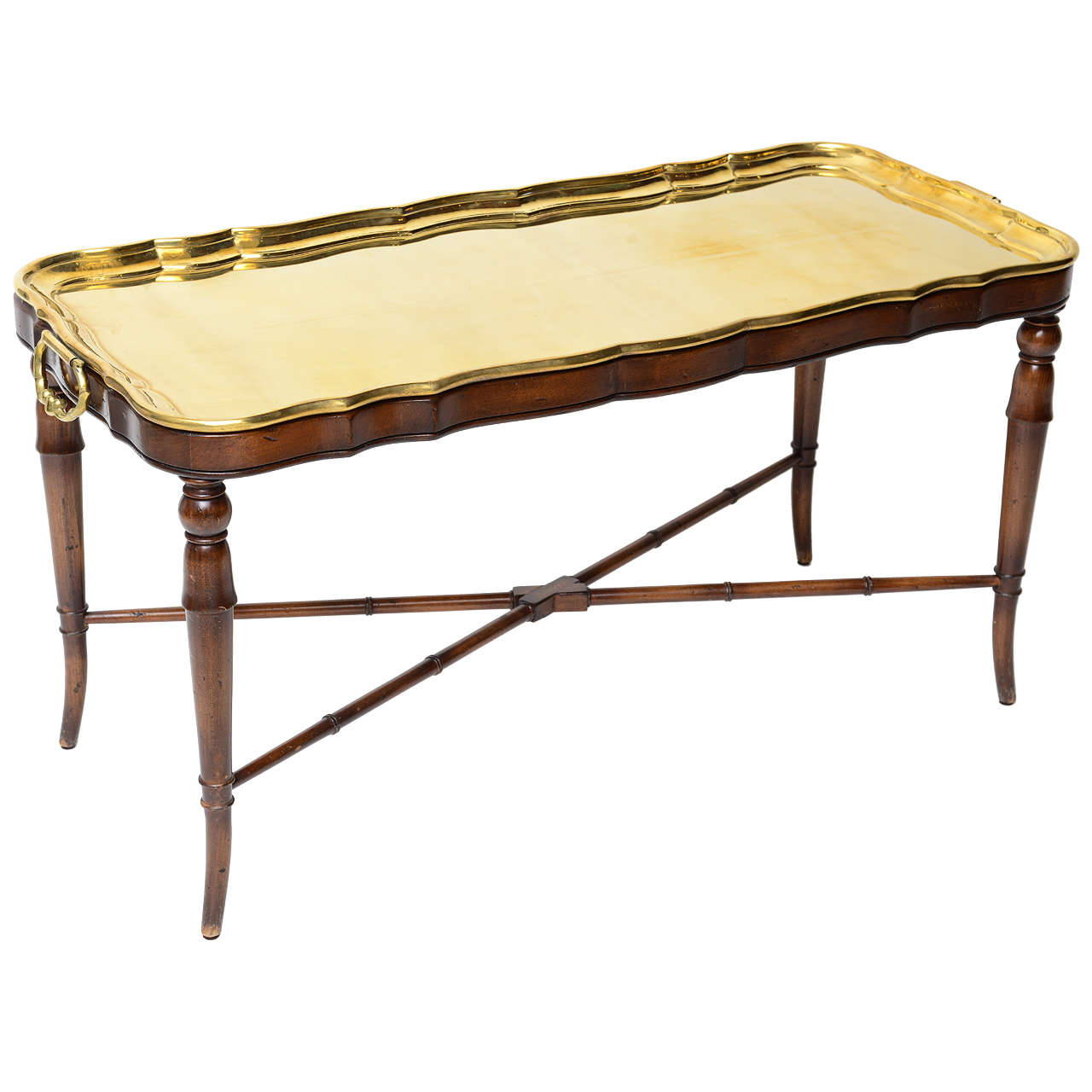 Classical Cocktail Table with Brass Tray at 1stDibs