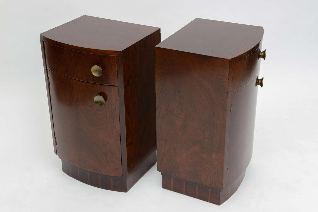 Brass Pair of Gilbert Rohde Nightstands #3770 For Sale