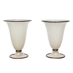Fabulous 70s BarovierToso Murano Glass Urn Lamps-Labels, Iconic Karl Springer St